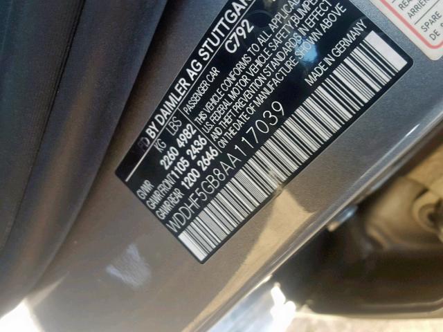 WDDHF5GB8AA117039 - 2010 MERCEDES-BENZ E 350 GRAY photo 10