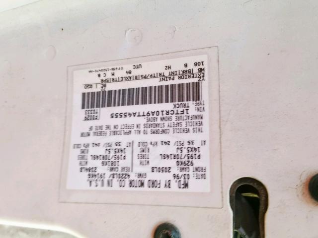 1FTCR10A9TTA45555 - 1996 FORD RANGER WHITE photo 10