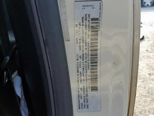 3VWSF31Y26M312241 - 2006 VOLKSWAGEN NEW BEETLE კრემისფერი ფოტო 10