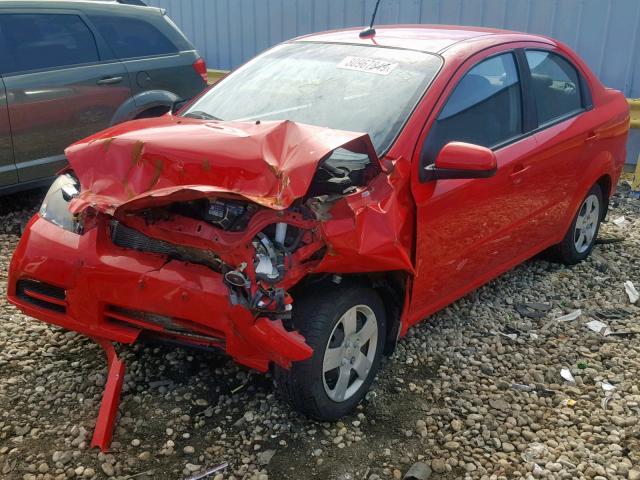 KL1TD56E49B393804 - 2009 CHEVROLET AVEO LS RED photo 2