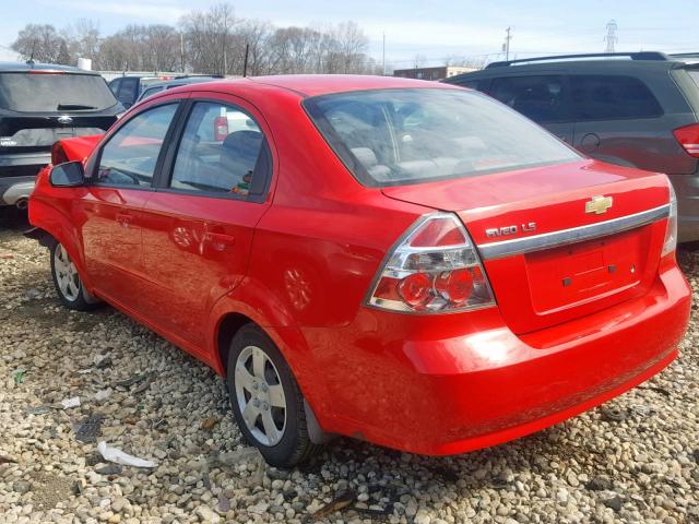 KL1TD56E49B393804 - 2009 CHEVROLET AVEO LS RED photo 3