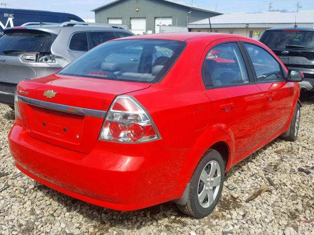 KL1TD56E49B393804 - 2009 CHEVROLET AVEO LS RED photo 4