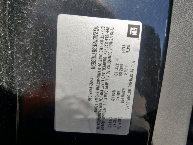 1G2AL18F387183590 - 2008 PONTIAC G5 BLACK photo 10