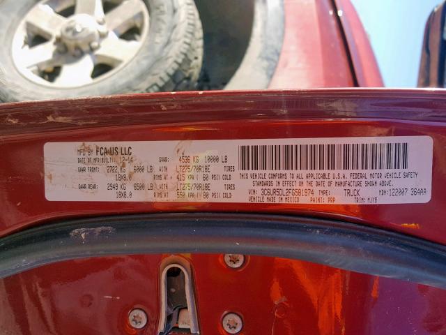 3C6UR5DL2FG581974 - 2015 RAM 2500 SLT RED photo 10