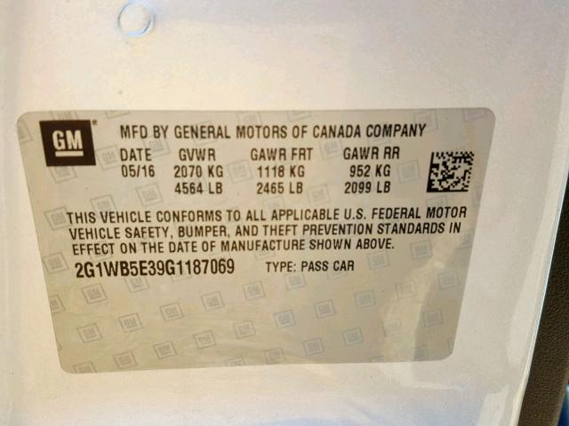 2G1WB5E39G1187069 - 2016 CHEVROLET IMPALA LIM SILVER photo 10