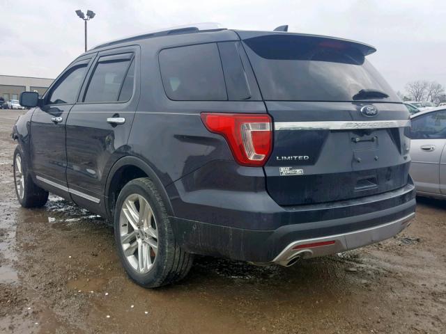 1FM5K8F80HGA02163 - 2017 FORD EXPLORER L GRAY photo 3