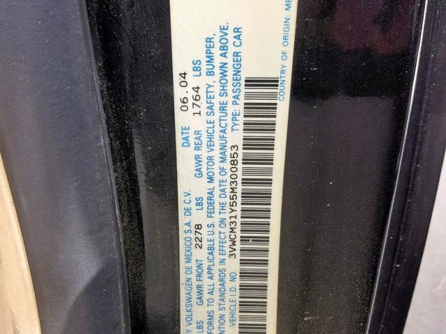 3VWCM31Y55M300853 - 2005 VOLKSWAGEN NEW BEETLE შავი ფოტო 10