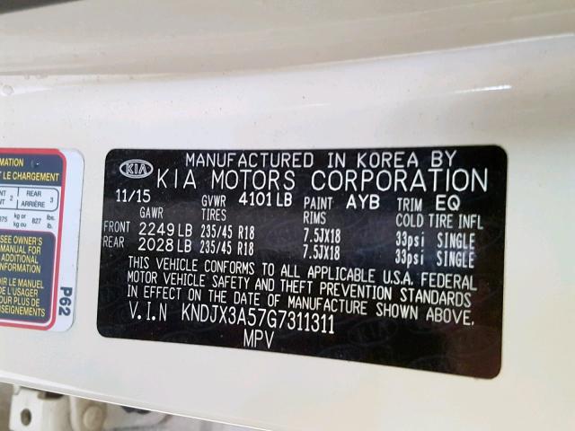 KNDJX3A57G7311311 - 2016 KIA SOUL ! Ağ foto 10
