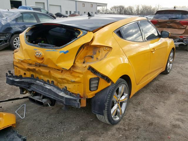 KMHTC6AD8DU100169 - 2013 HYUNDAI VELOSTER YELLOW photo 4