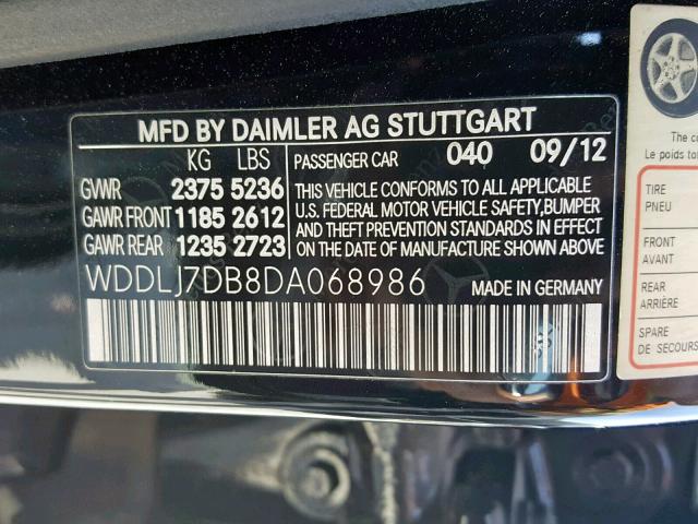 WDDLJ7DB8DA068986 - 2013 MERCEDES-BENZ CLS 550 BLACK photo 10