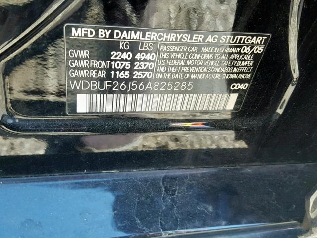 WDBUF26J56A825285 - 2006 MERCEDES-BENZ E 320 CDI BLACK photo 10