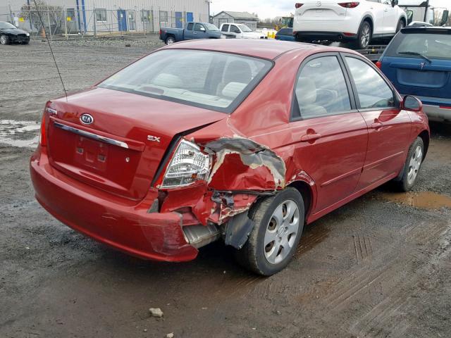 KNAFE222595666211 - 2009 KIA SPECTRA EX RED photo 4