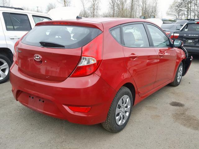 KMHCT5AE0HU345461 - 2017 HYUNDAI ACCENT SE RED photo 4