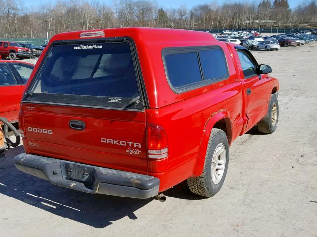 1D7FL16K64S533776 - 2004 DODGE DAKOTA SXT RED photo 4