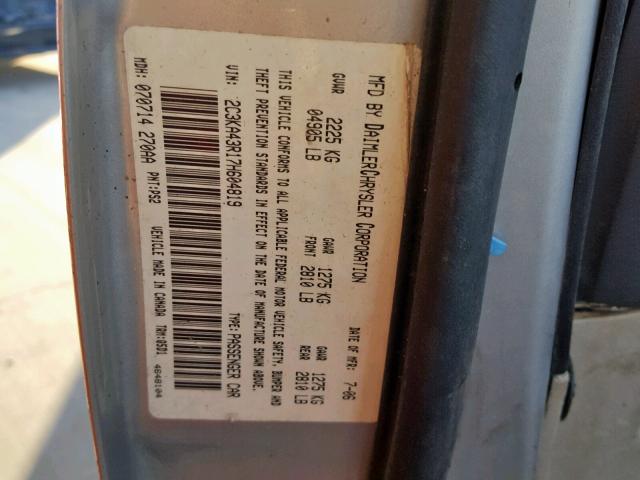 2C3KA43R17H604819 - 2007 CHRYSLER 300 GRAY photo 10