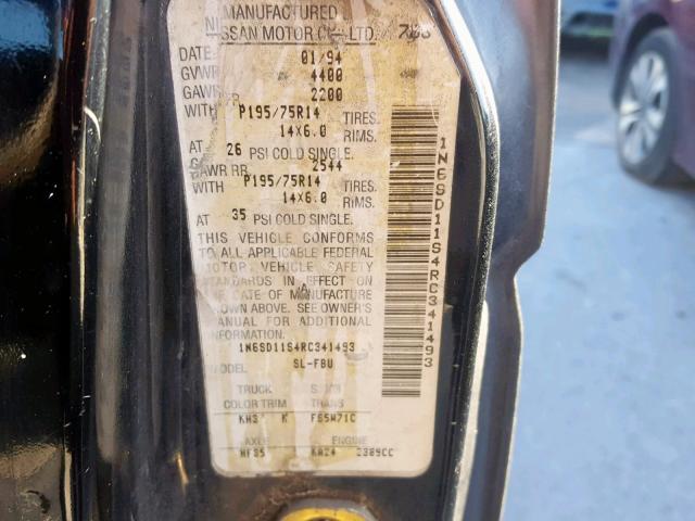 1N6SD11S4RC341493 - 1994 NISSAN TRUCK BASE BLACK photo 10