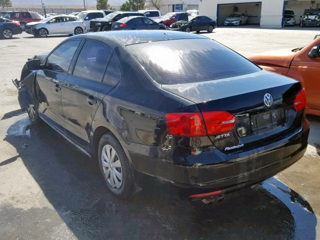 3VW2K7AJ6DM398639 - 2013 VOLKSWAGEN JETTA BASE BLACK photo 3