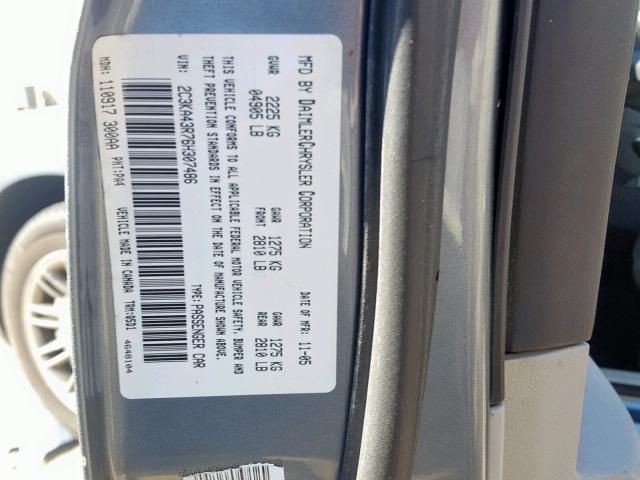 2C3KA43R76H307486 - 2006 CHRYSLER 300 GRAY photo 10