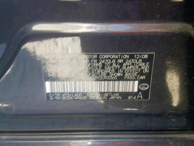 JTHBK262992093365 - 2009 LEXUS IS 250 CHARCOAL photo 10