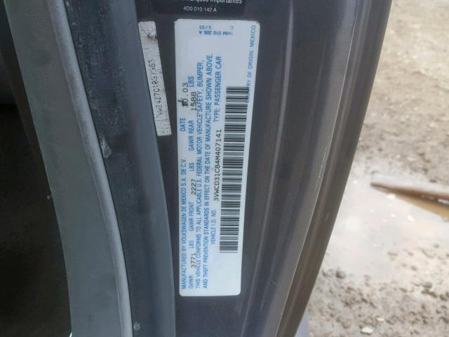 3VWCD31C84M407141 - 2004 VOLKSWAGEN NEW BEETLE CHARCOAL photo 10