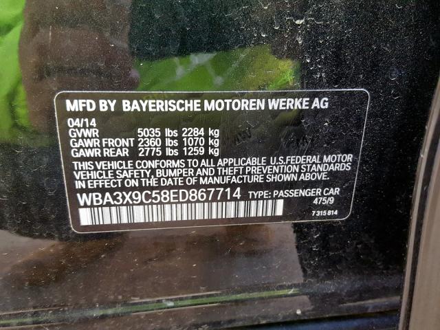 WBA3X9C58ED867714 - 2014 BMW 335 XIGT BLACK photo 10