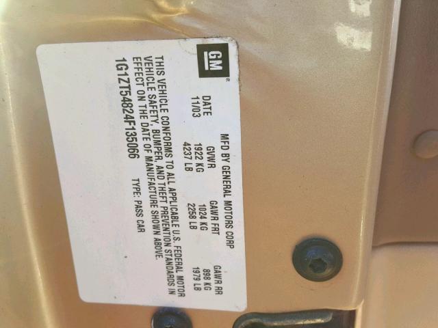 1G1ZT54824F135066 - 2004 CHEVROLET MALIBU LS BEIGE photo 10