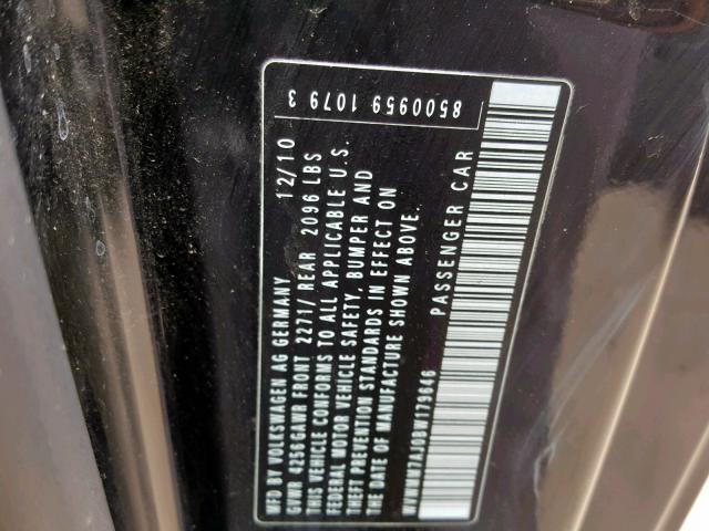 WVWMM7AJ0BW179646 - 2011 VOLKSWAGEN GOLF 黑色 照片 10