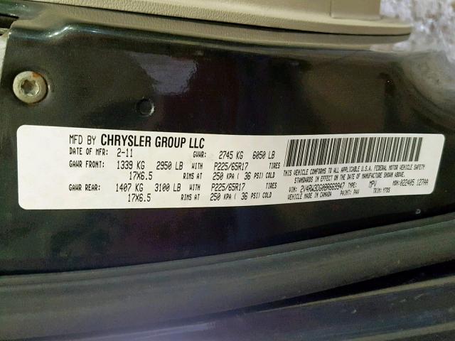 2V4RW3DG0BR669947 - 2011 VOLKSWAGEN ROUTAN SE GRAY photo 10