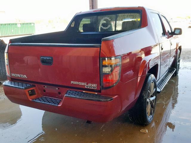 2HJYK16236H522987 - 2006 HONDA RIDGELINE MAROON photo 4