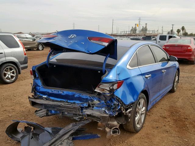 5NPE34AF6JH594301 - 2018 HYUNDAI SONATA SPO BLUE photo 4