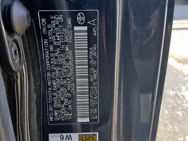 JTKDE167590292599 - 2009 TOYOTA SCION TC შავი ფოტო 10