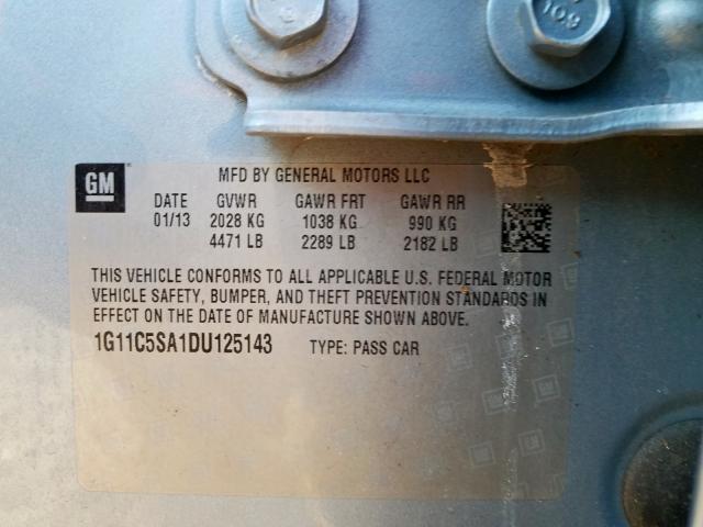 1G11C5SA1DU125143 - 2013 CHEVROLET MALIBU 1LT  照片 10