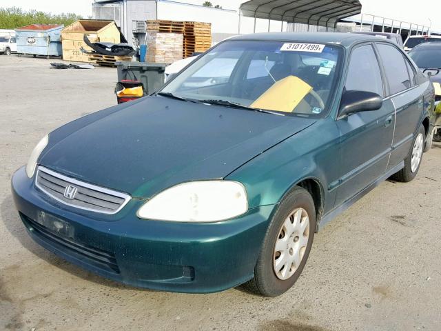 2HGEJ6615YH551555 - 2000 HONDA CIVIC BASE GREEN photo 2