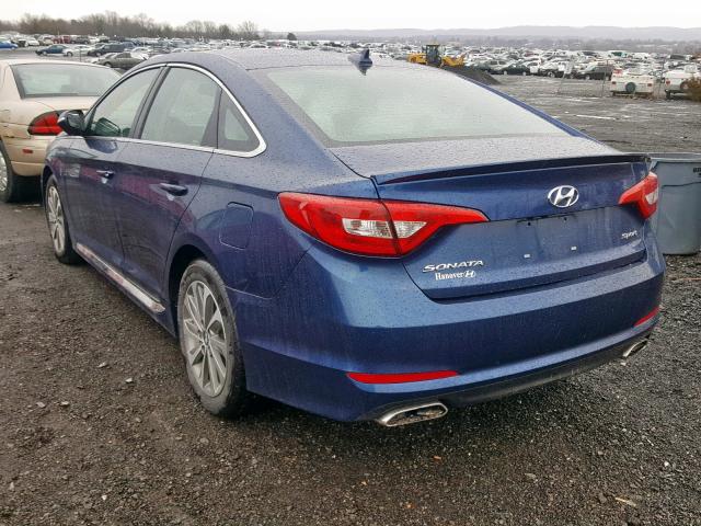 5NPE34AF4FH033702 - 2015 HYUNDAI SONATA SPO BLUE photo 3