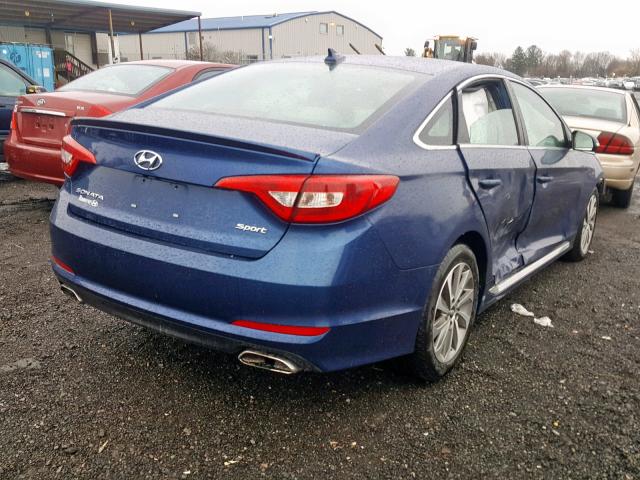 5NPE34AF4FH033702 - 2015 HYUNDAI SONATA SPO BLUE photo 4