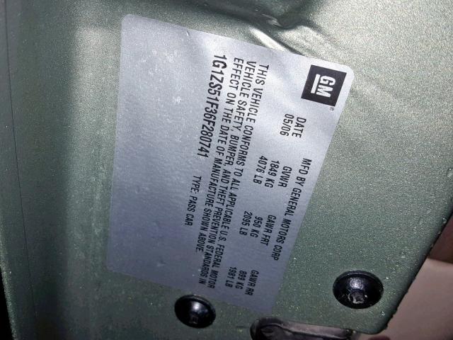 1G1ZS51F36F280741 - 2006 CHEVROLET MALIBU LS 灰色 照片 10