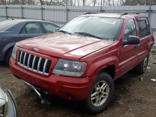 1J4GW48S74C342148 - 2004 JEEP GRAND CHER RED photo 2