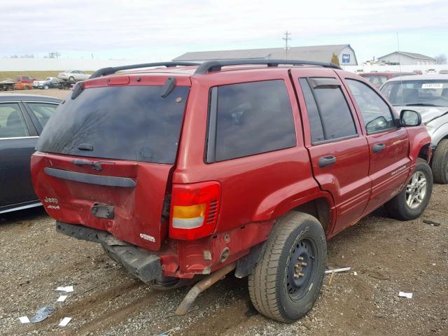 1J4GW48S74C342148 - 2004 JEEP GRAND CHER RED photo 4