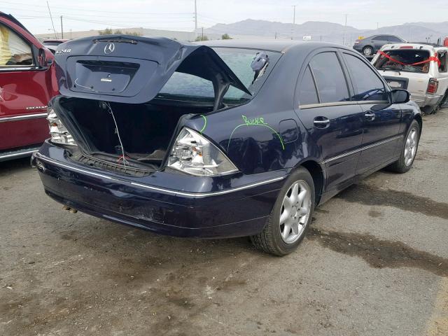 WDBRF61J13A472012 - 2003 MERCEDES-BENZ C 240 BLUE photo 4