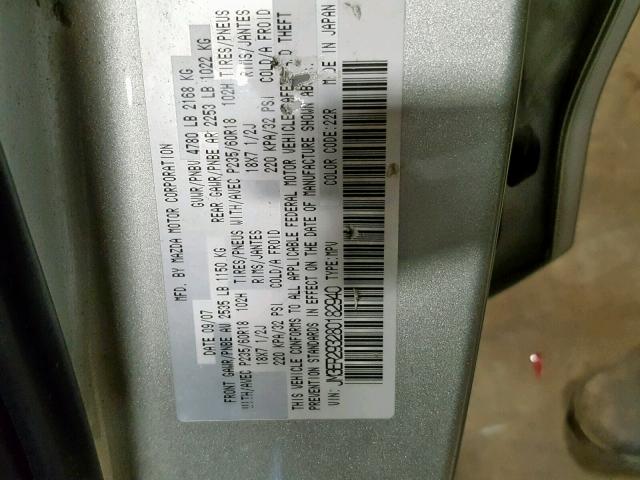 JM3ER293280182940 - 2008 MAZDA CX-7 SILVER photo 10