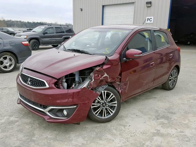 ML32A5HJ8HH021968 - 2017 MITSUBISHI MIRAGE GT MAROON photo 2