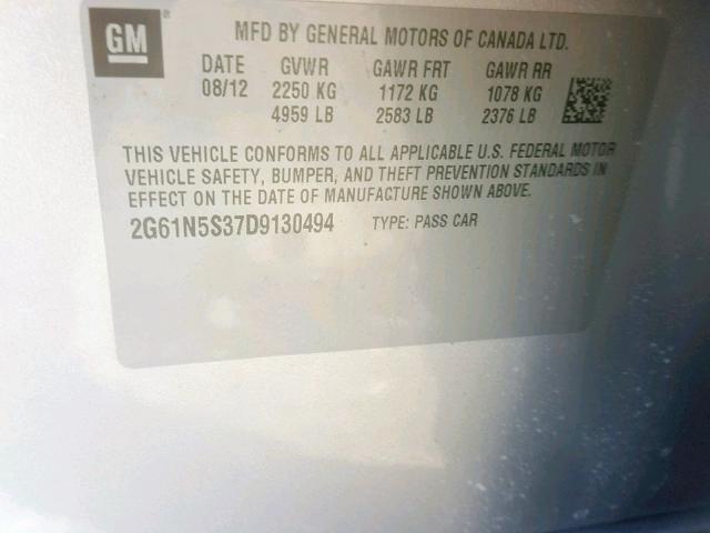 2G61N5S37D9130494 - 2013 CADILLAC XTS SILVER photo 10