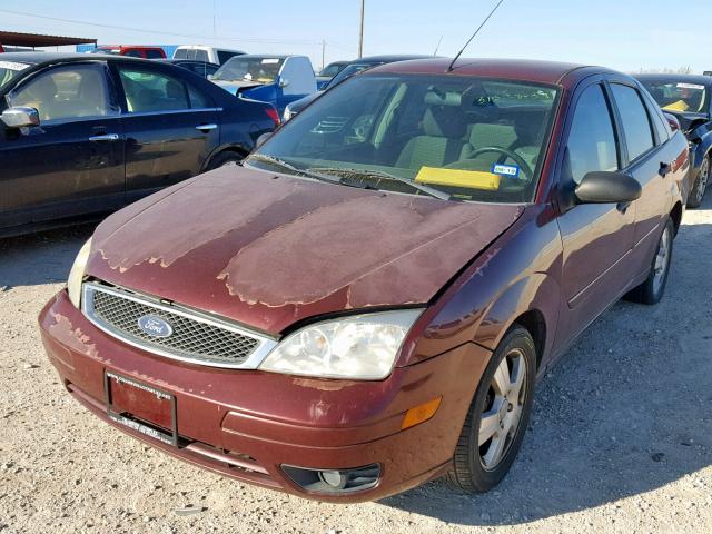 1FAFP34N27W350787 - 2007 FORD FOCUS ZX4 RED photo 2