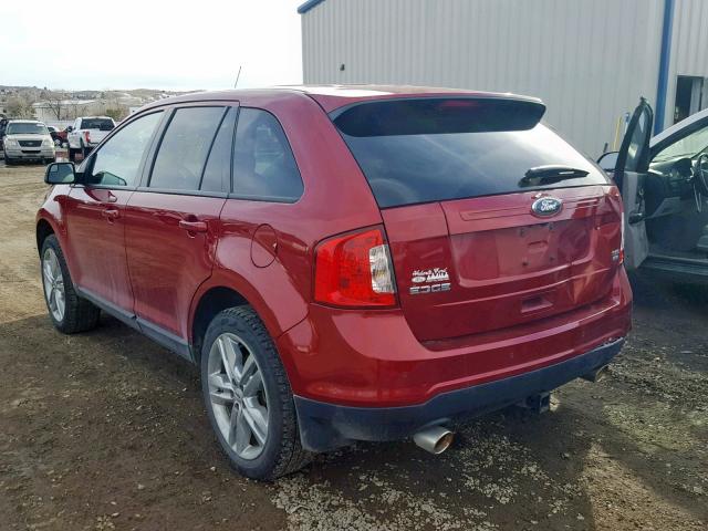 2FMDK4JC8DBE34887 - 2013 FORD EDGE SEL RED photo 3