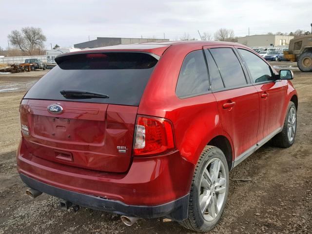 2FMDK4JC8DBE34887 - 2013 FORD EDGE SEL RED photo 4