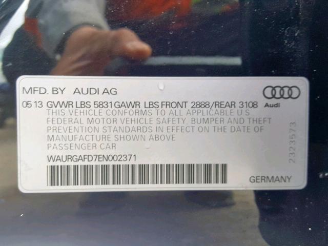 WAURGAFD7EN002371 - 2014 AUDI A8 L QUATT BLACK photo 10