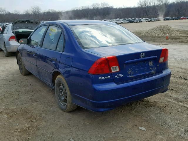 1HGES16395L015210 - 2005 HONDA CIVIC DX V BLUE photo 3