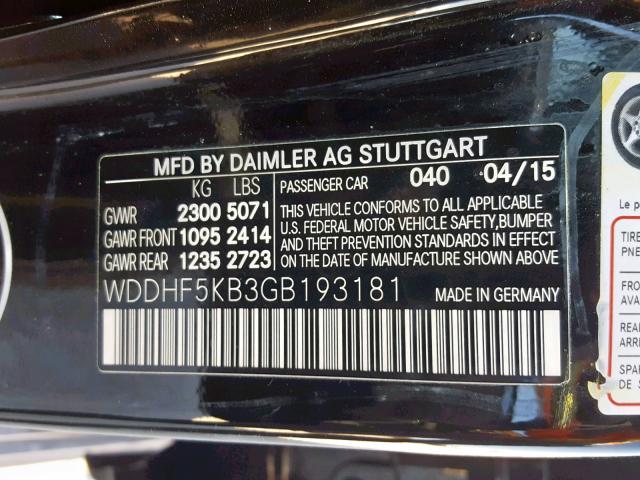 WDDHF5KB3GB193181 - 2016 MERCEDES-BENZ E 350 BLACK photo 10