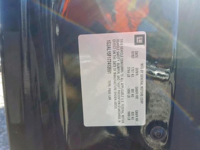 1G2AL15F177412691 - 2007 PONTIAC G5 BLACK photo 10