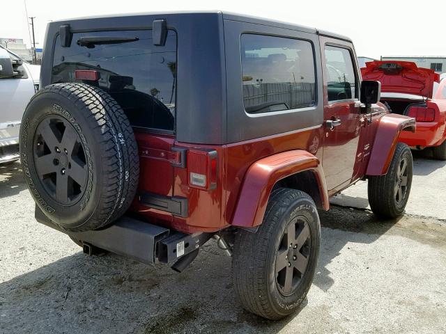 1J4FA54118L586185 - 2008 JEEP WRANGLER S BURGUNDY photo 4